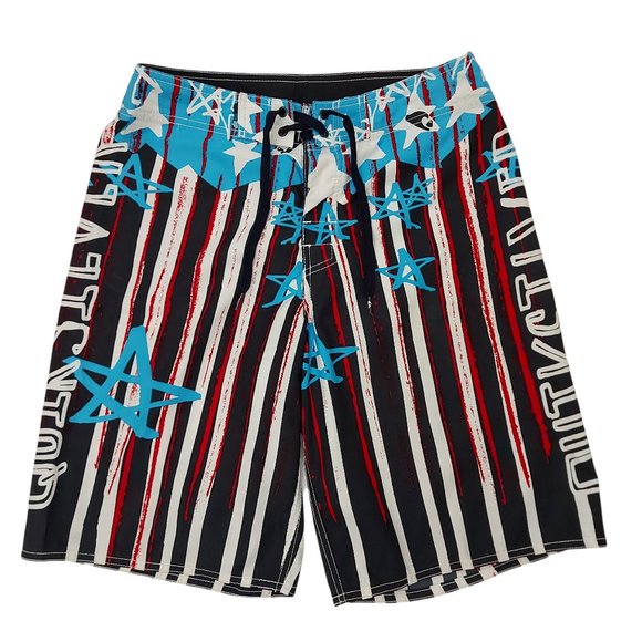 Quiksilver Swimming Shorts Drawstring Pocket High Rise Multicolor Mens Size 30 - Picture 1 of 8